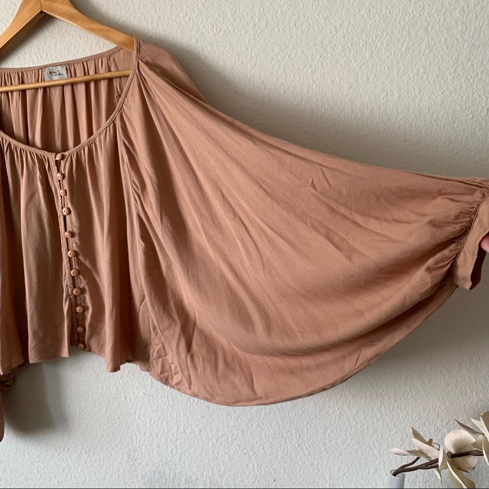 Blush Pink Peasant Blouse Lagenlook Cropped drapey